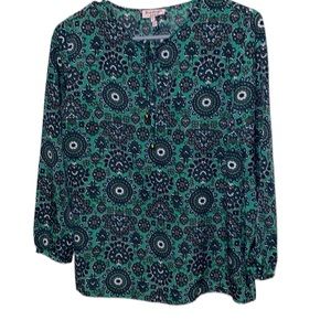 JUICY COUTURE Green Mosaic Blouse Size 0